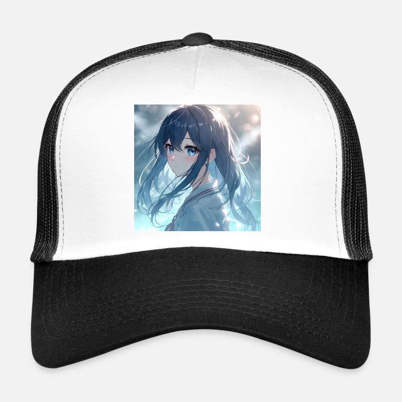 Portrait d’anime Blue Night Light - Casquette trucker  - blanc/noir