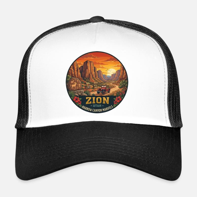 Coucher de soleil dans le parc national de Zion, déserts de l’Utah Casquette trucker 