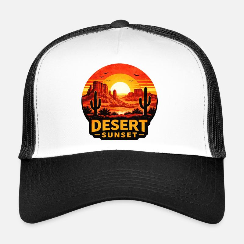 Adventure Desert Sunset Cactus Landscape Trucker Cap