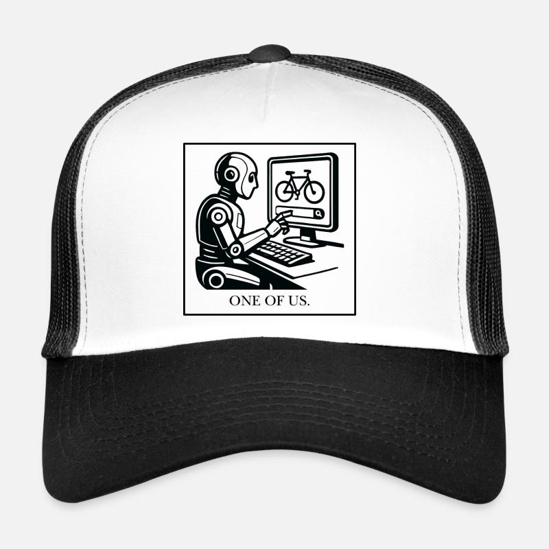 Robotics Design Bicycle on Monitor Trucker Cap