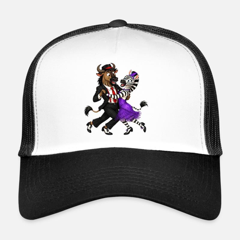 Gnou et zèbre dans une danse élégante du swing Casquette trucker 