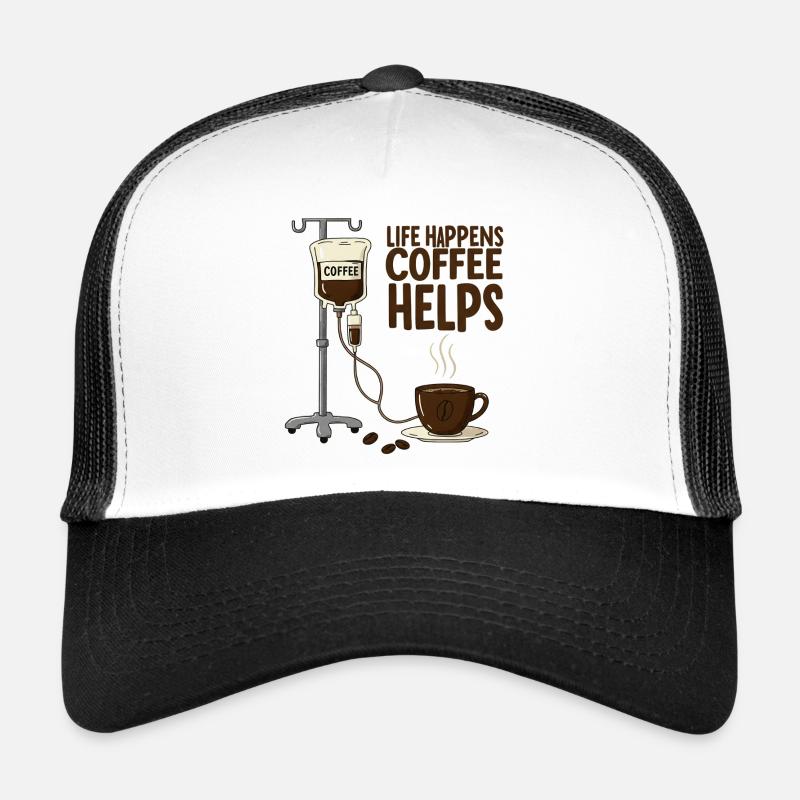 Life Happens Coffee Helps Morgenmuffel Kaffee - Trucker Cap - white/black