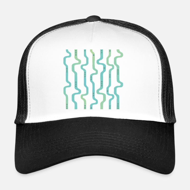 Bandes ondulées ondulées L rayures L Bleu vert - Casquette trucker - blanc/noir