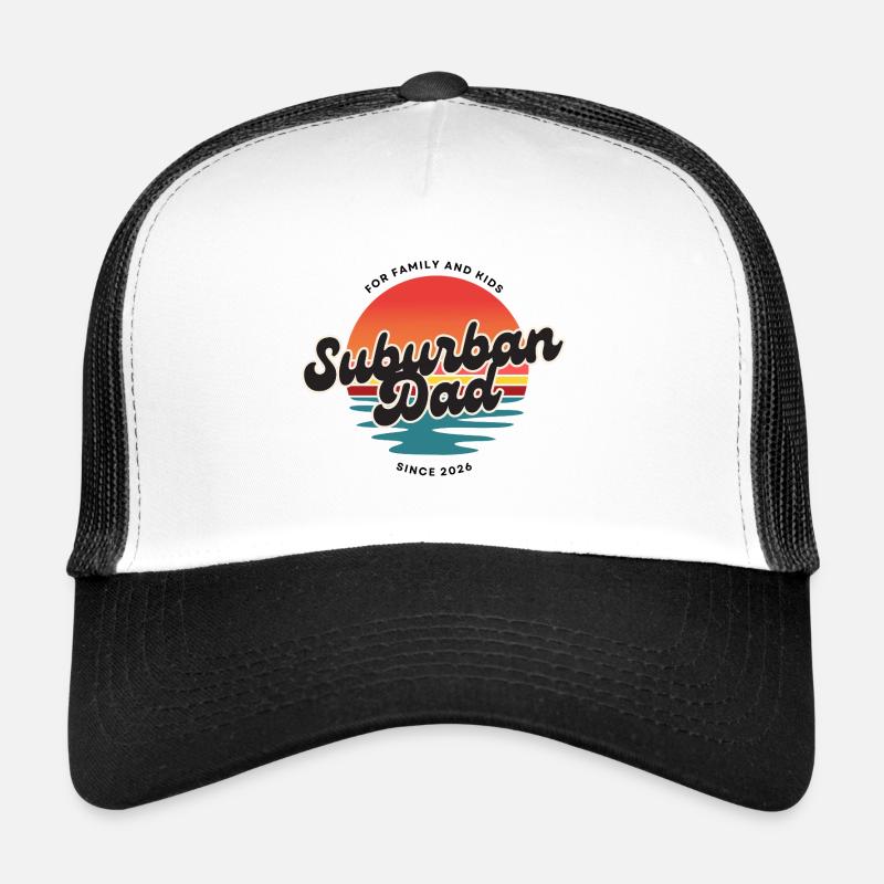 Suburban Dad Retro Sunset Logo - Trucker Cap - Weiß/Schwarz