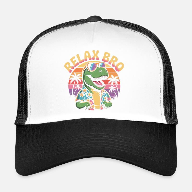 Relax Bro Retro T-Rex Dinosaur Casquette trucker 