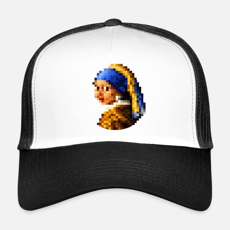 La Fille à la Boucle d’Oreille en Perle Pixelisée Casquette trucker 