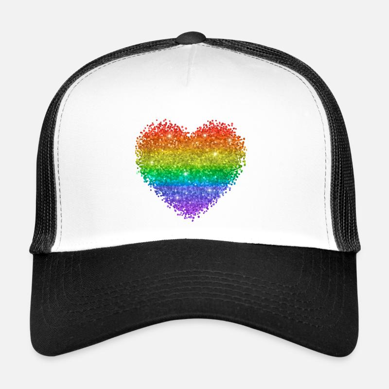 Rainbow Heart Glitter Dots Trucker Cap