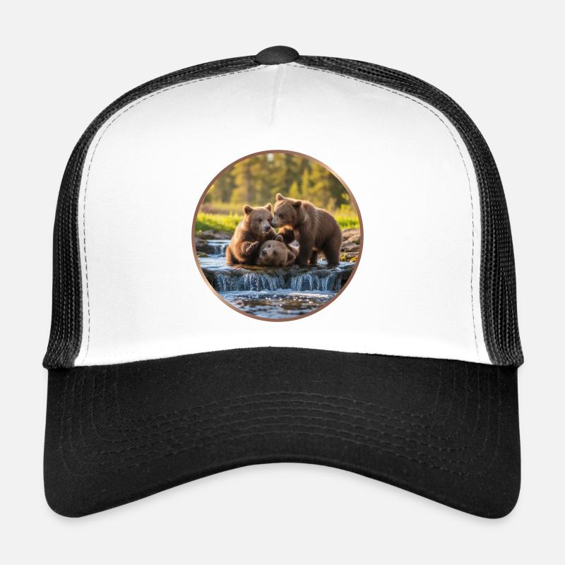 T-Shirt Design "Playing Bear Cub" - Trucker Cap - white/black