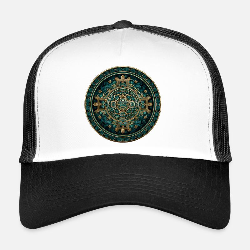 Aztec Solar Calendar Gold - Trucker Cap - white/black