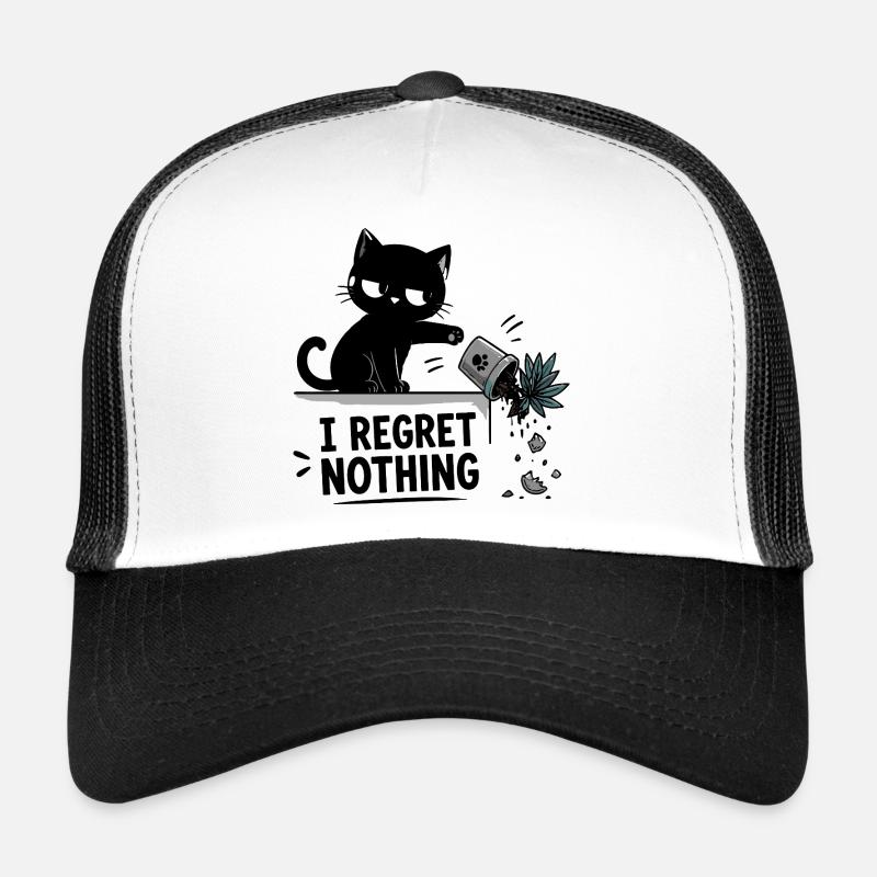 Je ne regrette rien drôle Chat noir qui s’écrase Casquette trucker 