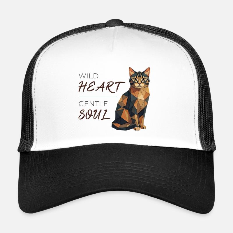 Cat Design Low-Poly - Cœur sauvage, âme douce Casquette trucker 