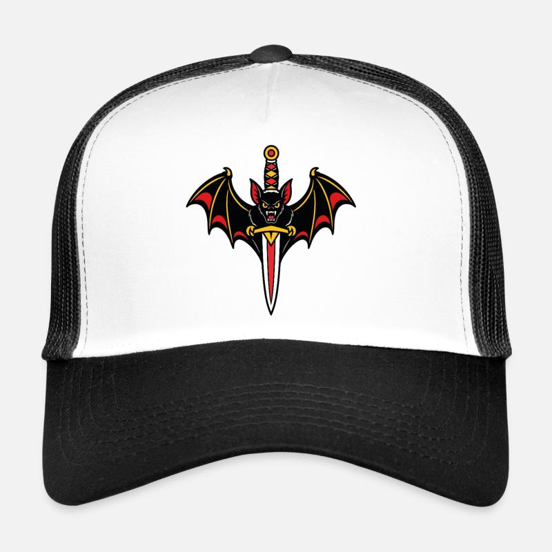 Bat dagger style tattoo dark Trucker Cap