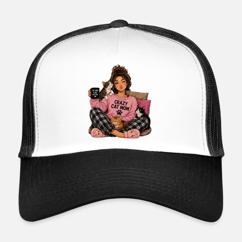 Crazy Cat Mom Cuddle Design Trucker Cap