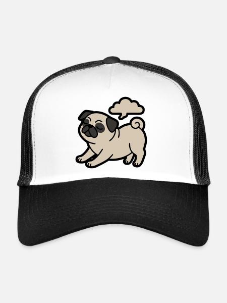 farting pug dog funny - Trucker Cap - white/black - Front