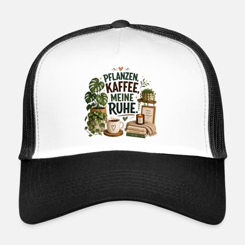 Pflanzen - Kaffee - Ruhe - Trucker Cap - Weiß/Schwarz