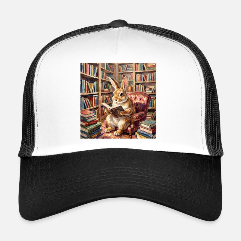 Portrait de lecture du lapin de bibliothèque Casquette trucker 