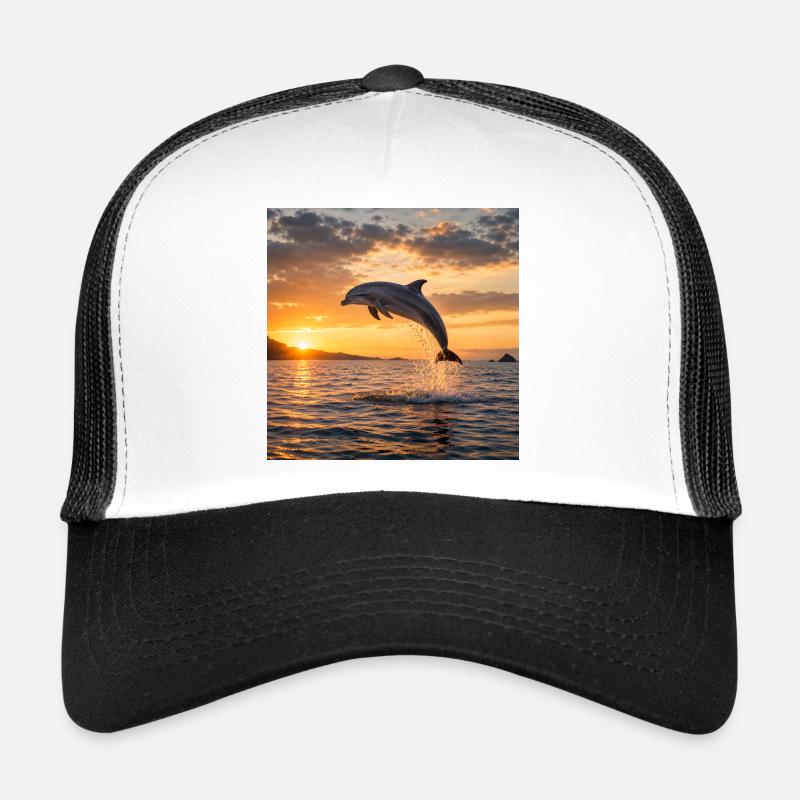 Dauphin au coucher du soleil Casquette trucker 
