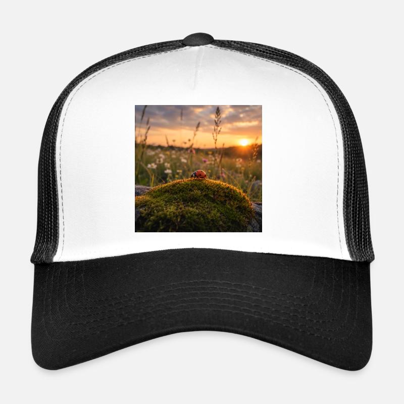 Ladybug in sunset and moss - Trucker Cap - white/black
