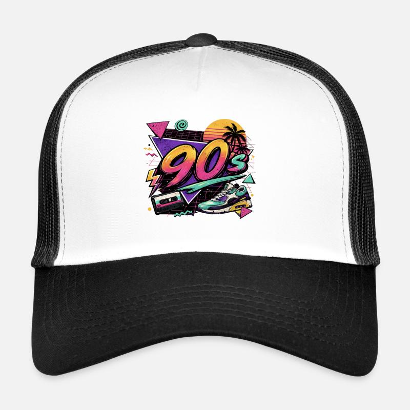 Design de baskets rétro néon des années 90 Casquette trucker 