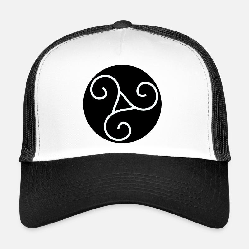 Weißer Triskel auf Schwarz Trucker Cap