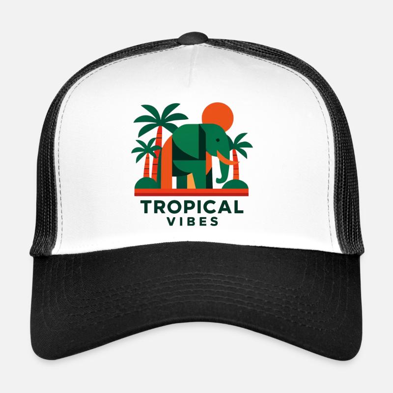 Tropical Elephant - Trucker Cap - Weiß/Schwarz