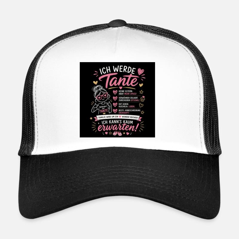 Ich werde Tante – Herzliche Vorfreude - Trucker Cap - Weiß/Schwarz