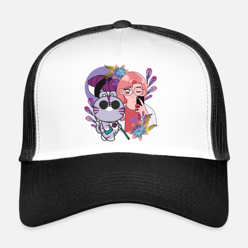 Kawaii Selfie & Visually Impaired Cat Trucker Cap