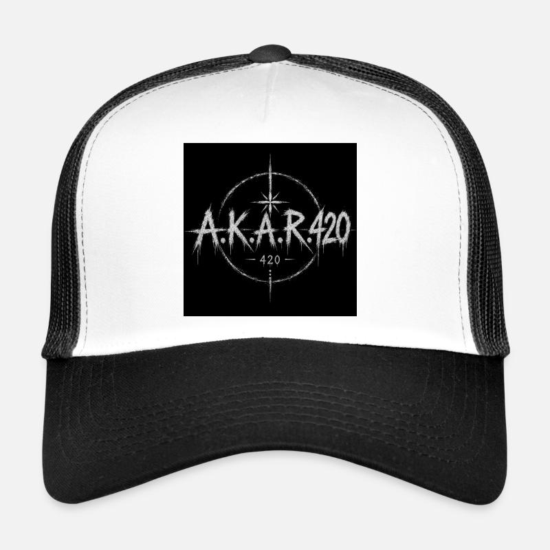 AKAR420 emblème Grunge - Casquette trucker  - blanc/noir