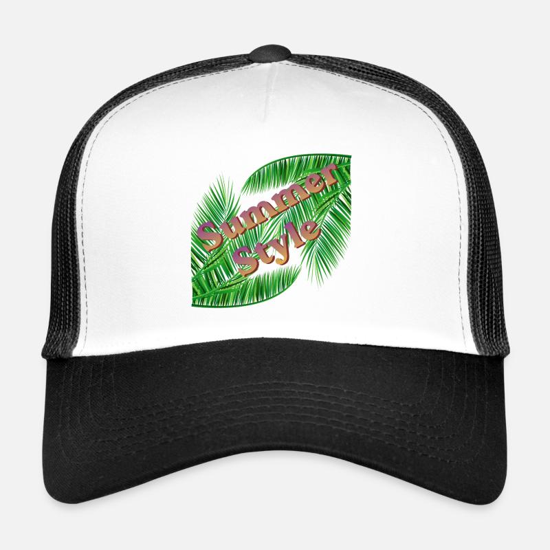 Summer style with palm trees - Trucker Cap - white/black