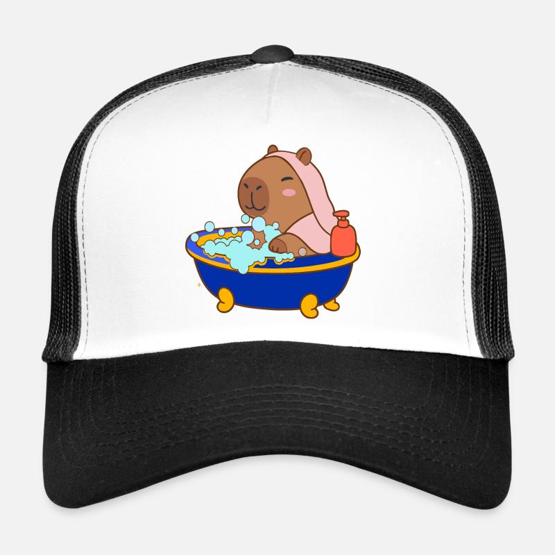 Bain moussant de capybara Dessin animé douillet Splash & Chill Casquette trucker 