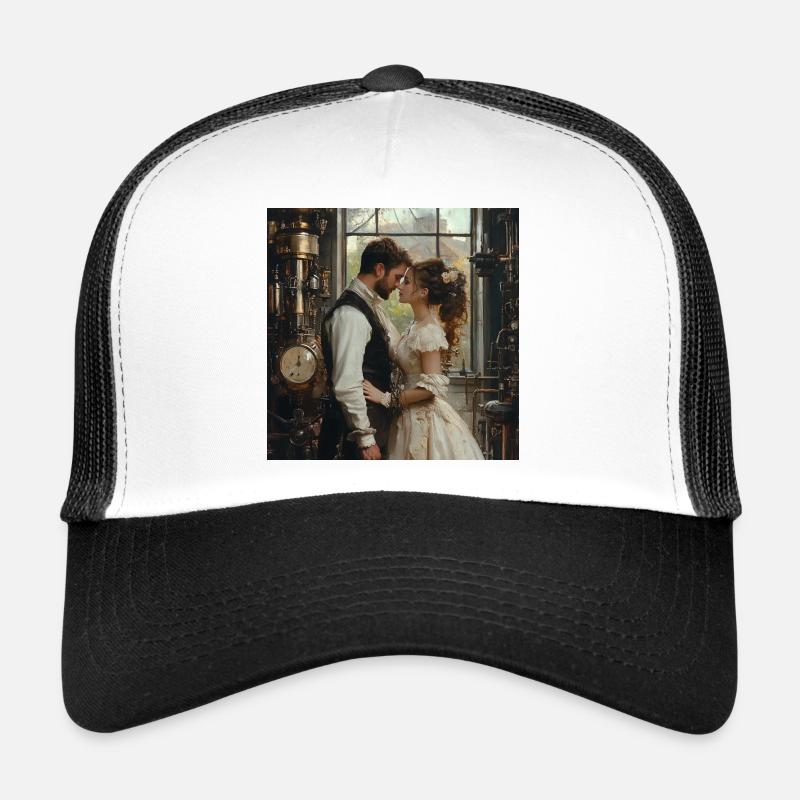 Steampunk Romance: Lovers in the Lab Trucker Cap