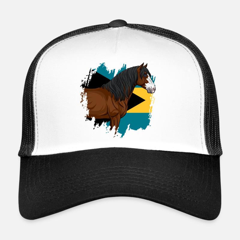 La tête du cheval d'Abaco et le drapeau de Bahamas Casquette trucker 
