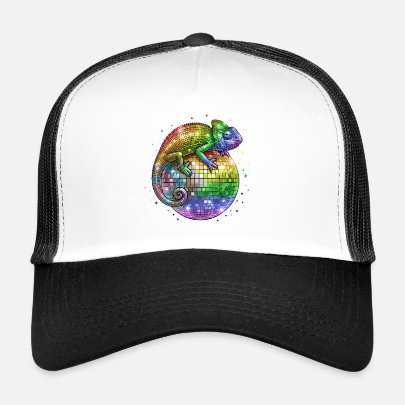 Caméléon sur le drapeau Globo Disco Progress LGBT Casquette trucker 