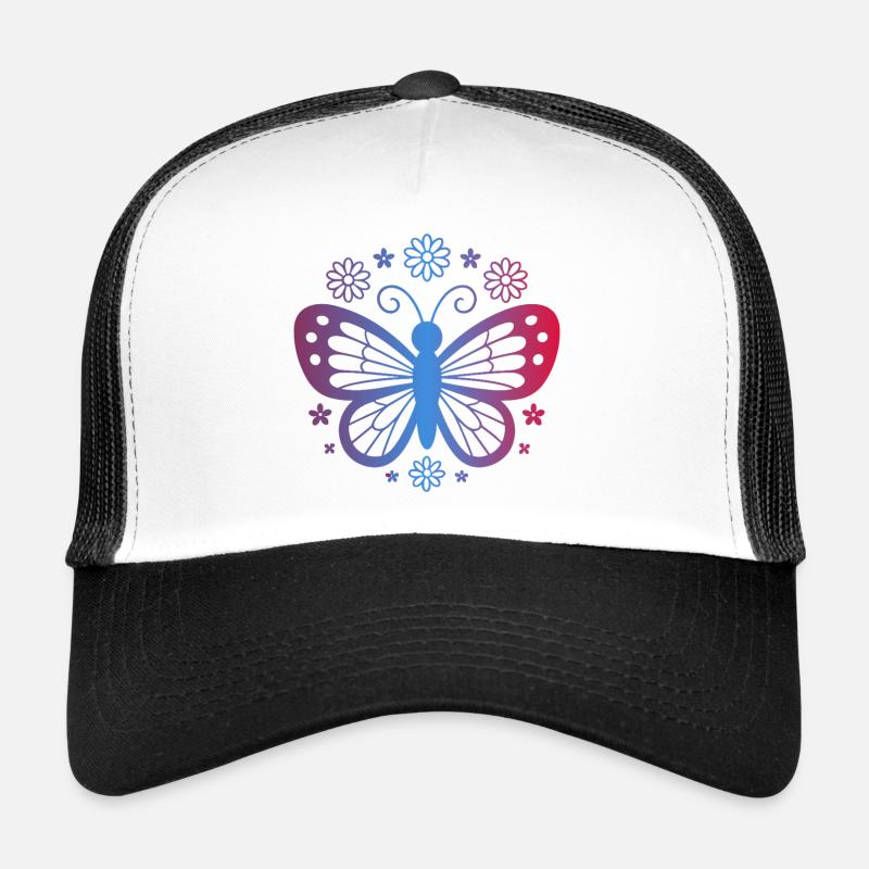 Gradient butterfly with flowers Trucker Cap