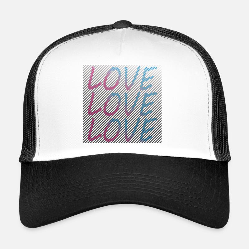 Gradient Love lettering on stripes Trucker Cap