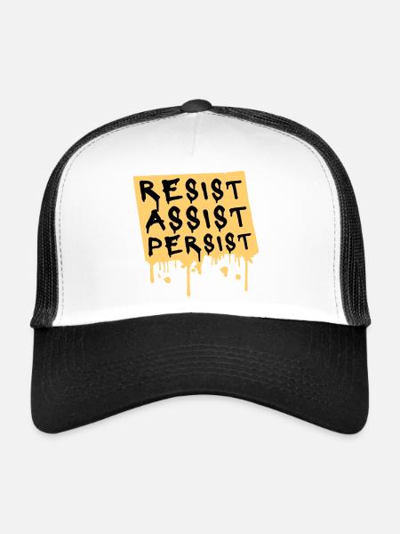 Resist Assist Persist Activism Motivation Logo - Trucker Cap - white/black - Front