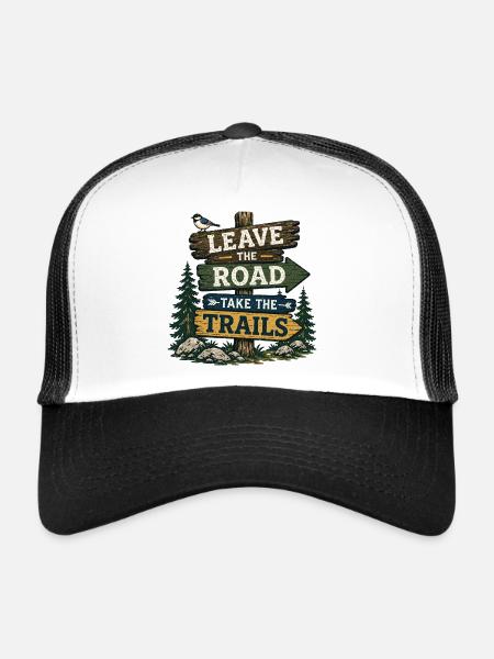 Quitte la route, prends les sentiers - Casquette trucker  - blanc/noir - Devant