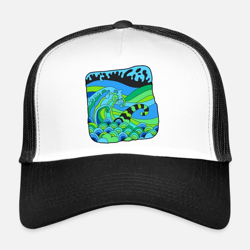 Green Deco Waves - Trucker Cap - Weiß/Schwarz
