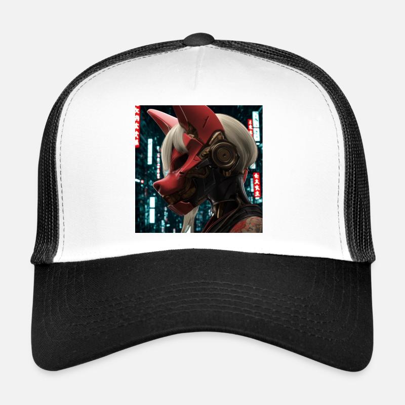 Casque en forme de masque de renard néon rouge Casquette trucker 