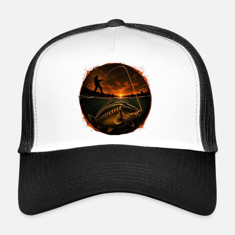 Surface Connection Carp Fishing Design - Trucker Cap - white/black