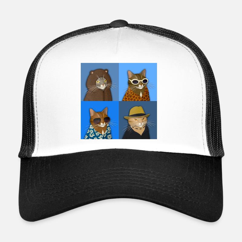 Tabby Cat Variety - Trucker Cap - white/black
