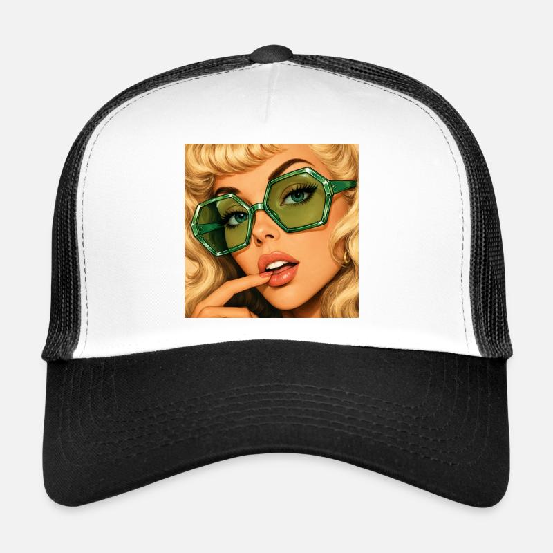 Emerald Spellbound Glamour Retro Portrait Trucker Cap