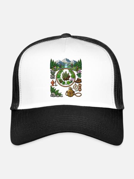 Vintage Pixel Art Hiking Adv. & Nature Exploration - Trucker Cap - white/black - Front