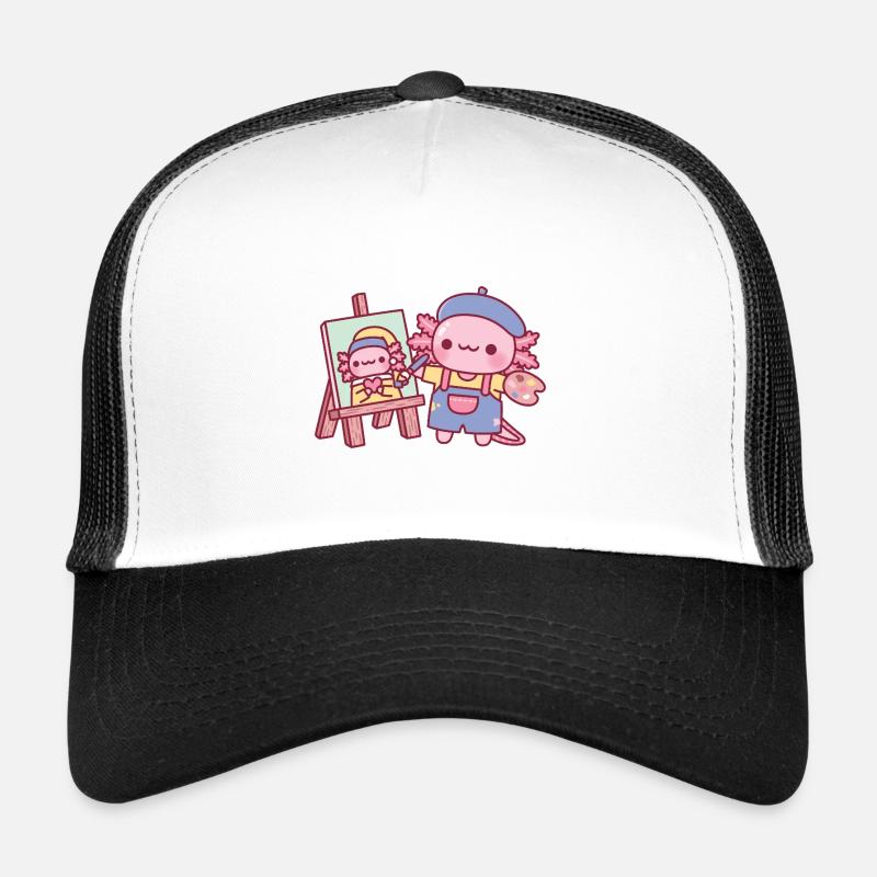 Mignon Axolotl Peinture Axolotl avec boucle d’oreille en perle Casquette trucker 