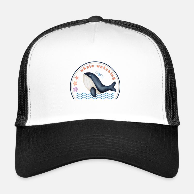 whale watching cute orca - Trucker Cap - white/black