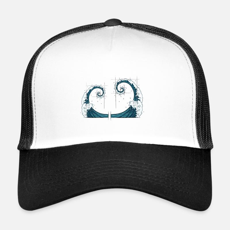 Perfekter Schnitt Fibonacci Surfer Herz Welle - Trucker Cap - Weiß/Schwarz