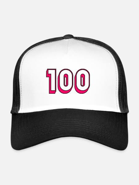 100. 100 YEARS. 100th ANNIVERSARY. BIRTHDAY 100 - Trucker Cap - white/black - Front