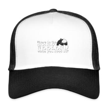 Where is the Weekend? Kawaii Tapir Weekend Fun - Trucker Cap - white/black - Front