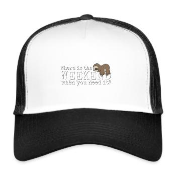 Where is the Weekend? Kawaii Sloth Weekend - Trucker Cap - white/black - Front