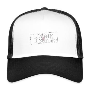 I Think I Spider Dad Joke Denglisch Ich Spinne - Trucker Cap - Weiß/Schwarz - Vorne